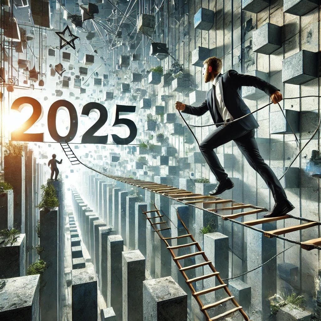 Homme d'affaires s'engageant vers 2025 avec enthousiasme et énergie